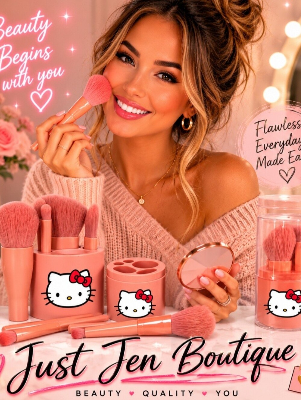 Hello Kitty Pink Makeup Brush Set - Picture 7 of 10
